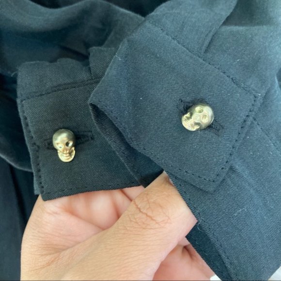 ONLY Front Pockets Long Romper Tie up Skull Head Button Lace Back - Picture 9 of 12